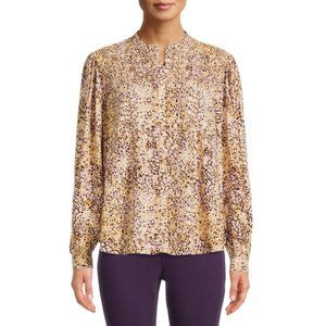 NWOT Time and Tru Women's Smocked Button Front Top